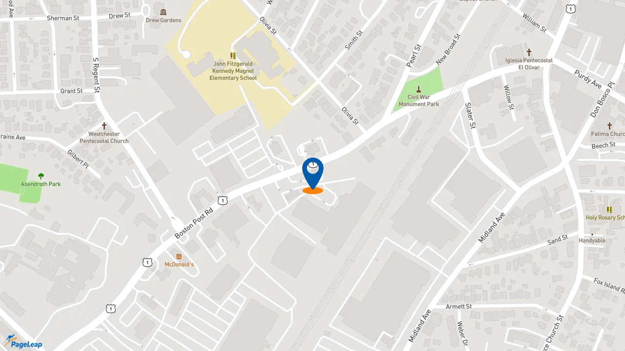 https://pageleap.com map showing location of Popeyes Louisiana Kitchen in Port Chester.