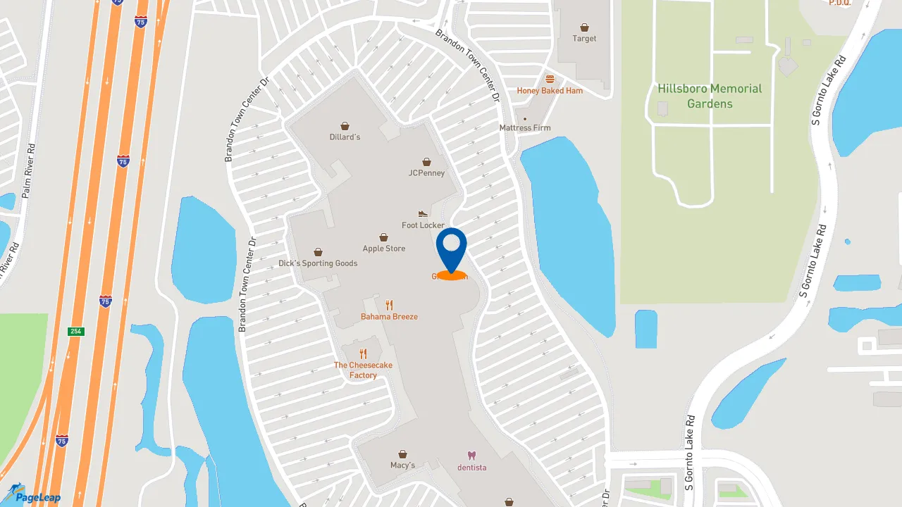 https://pageleap.com map showing location of Popeyes Louisiana Kitchen in Brandon.