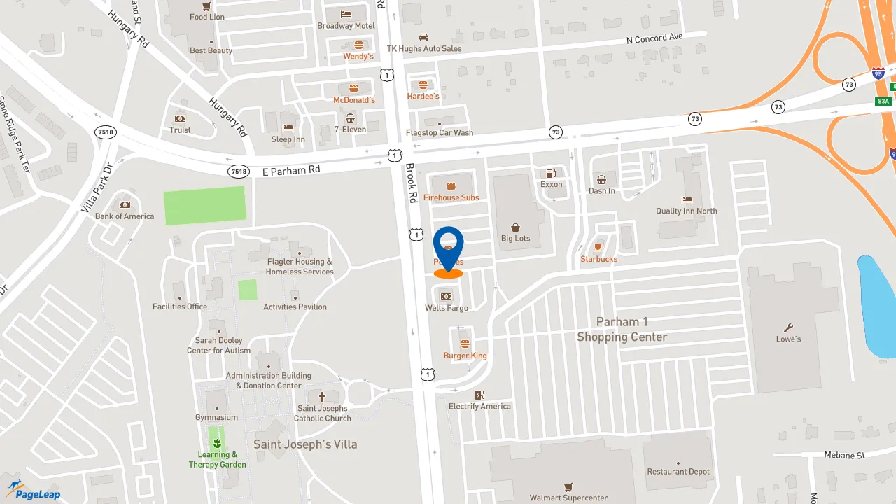 https://pageleap.com map showing location of Popeyes Louisiana Kitchen in Richmond.