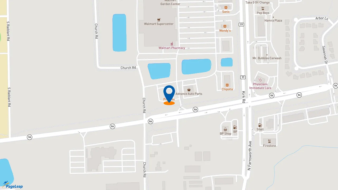 https://pageleap.com map showing location of Popeyes Louisiana Kitchen in Aurora.