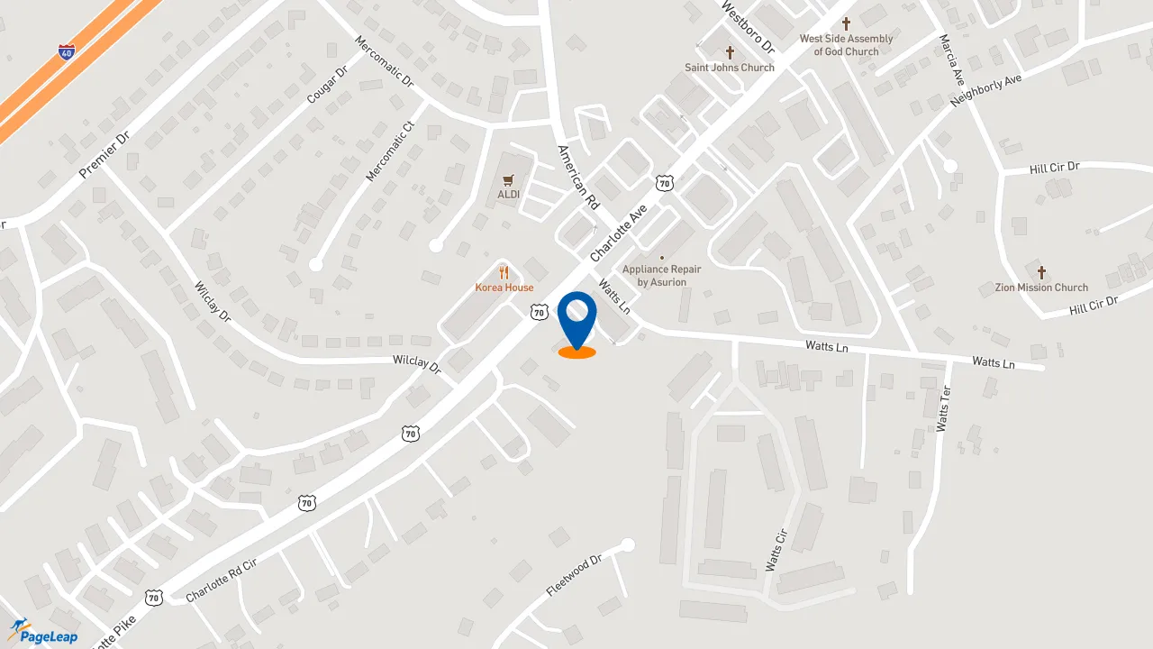 https://pageleap.com map showing location of Popeyes Louisiana Kitchen in Nashville.