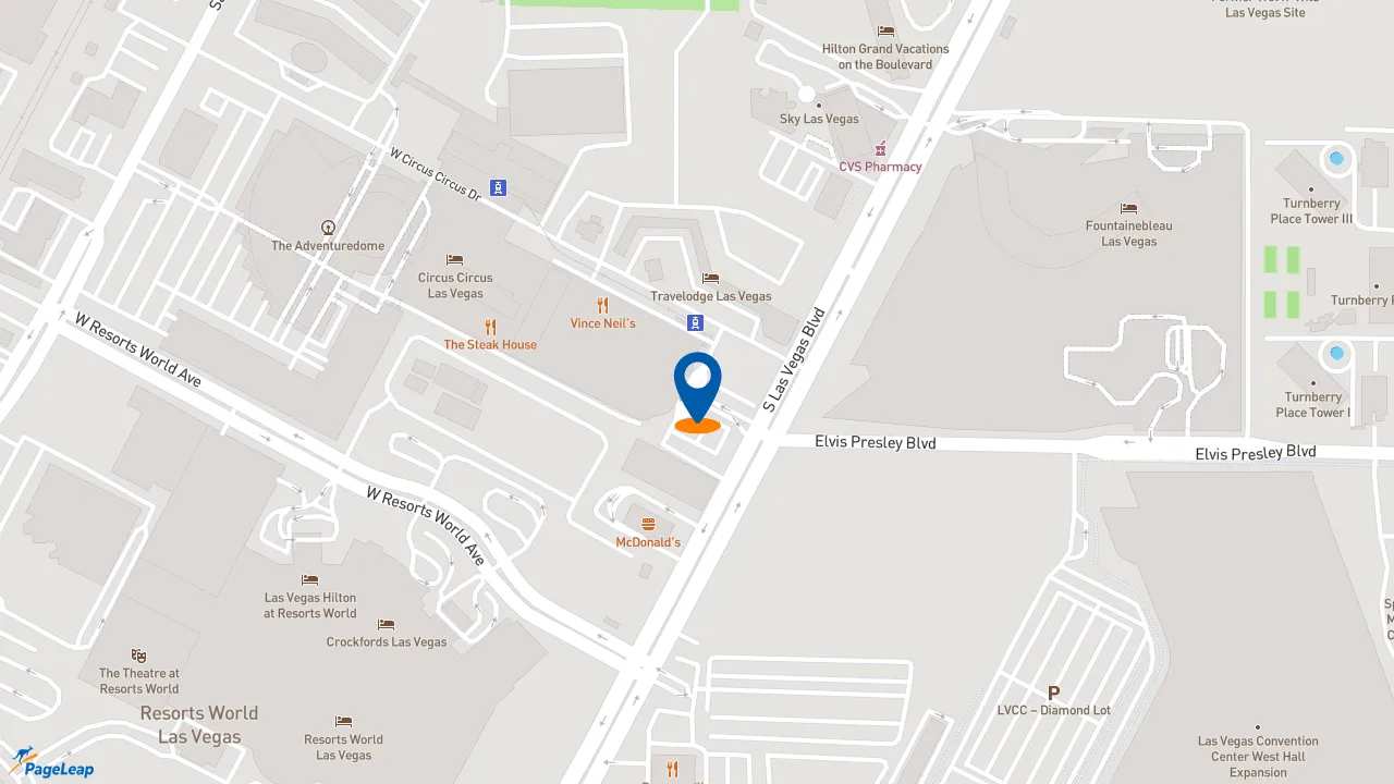 https://pageleap.com map showing location of Popeyes Louisiana Kitchen in Las Vegas.