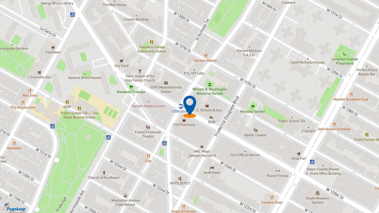 https://pageleap.com map showing location of Popeyes Louisiana Kitchen - Closed in New York.
