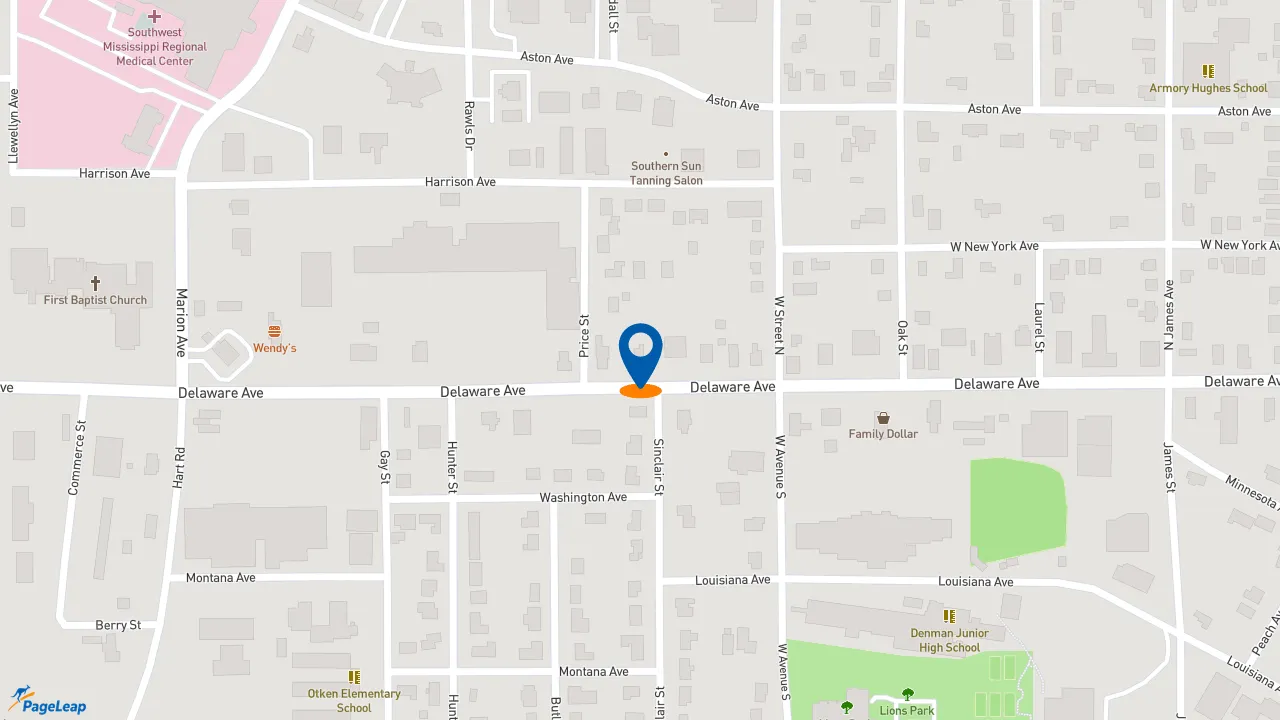 https://pageleap.com map showing location of Popeyes Louisiana Kitchen in Mccomb.