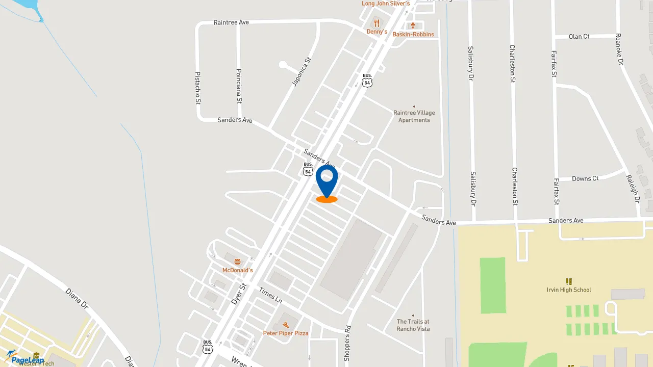https://pageleap.com map showing location of Popeyes Louisiana Kitchen in El Paso.