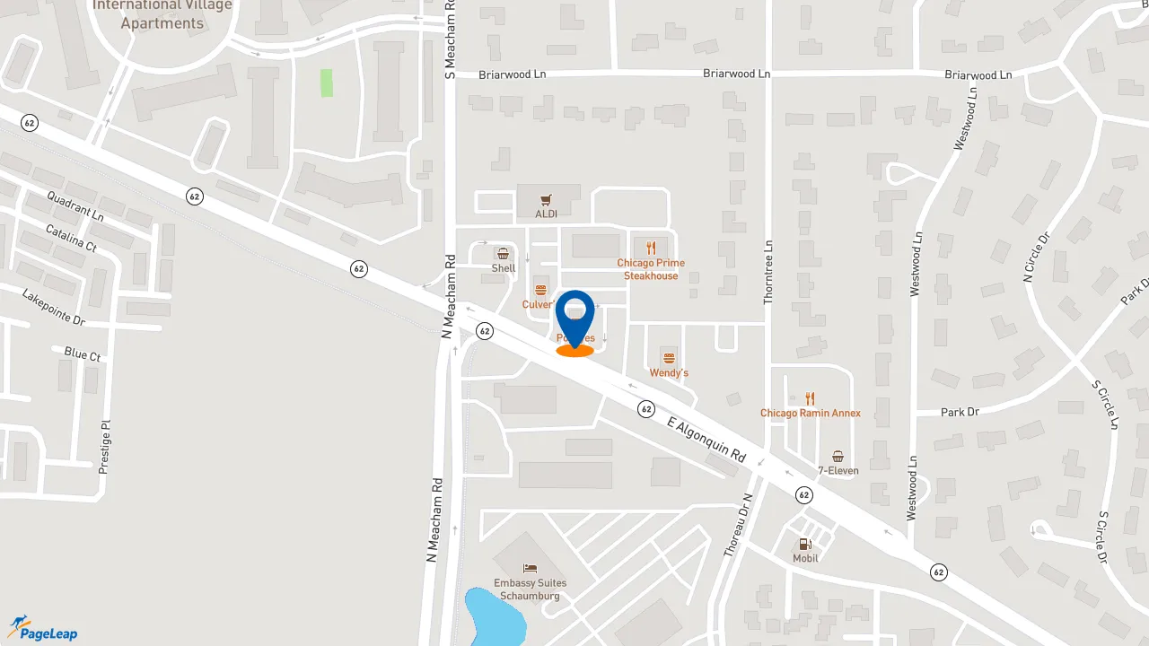 https://pageleap.com map showing location of Popeyes Louisiana Kitchen in Schaumburg.
