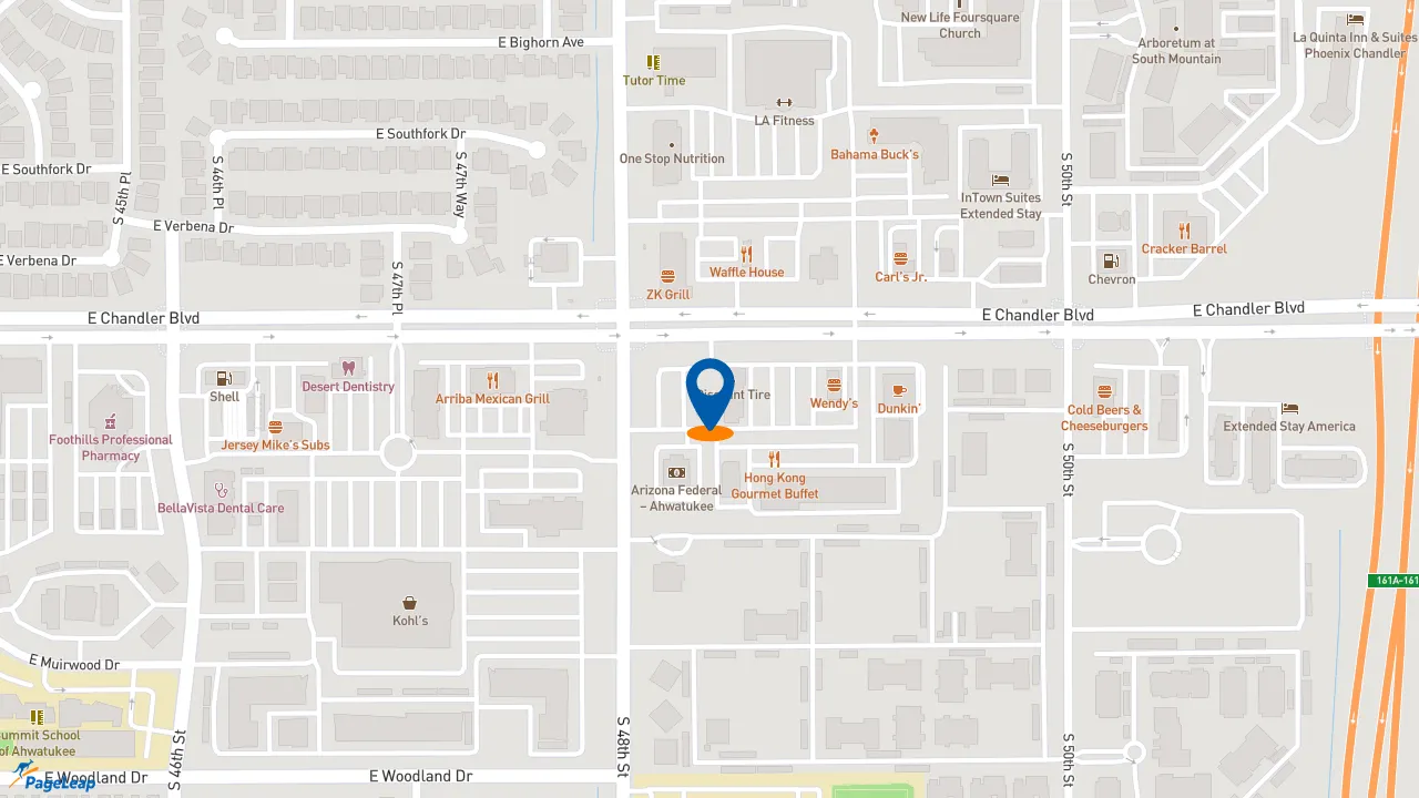 https://pageleap.com map showing location of Popeyes Louisiana Kitchen in Phoenix.