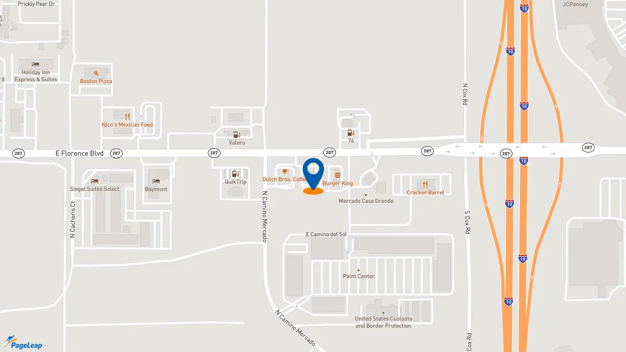 https://pageleap.com map showing location of Popeyes Louisiana Kitchen in Casa Grande.