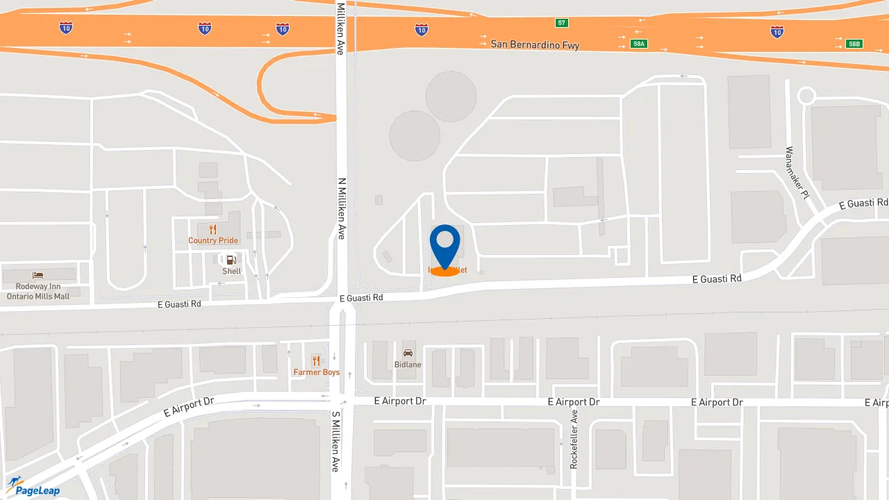 https://pageleap.com map showing location of Popeyes Louisiana Kitchen in Ontario.