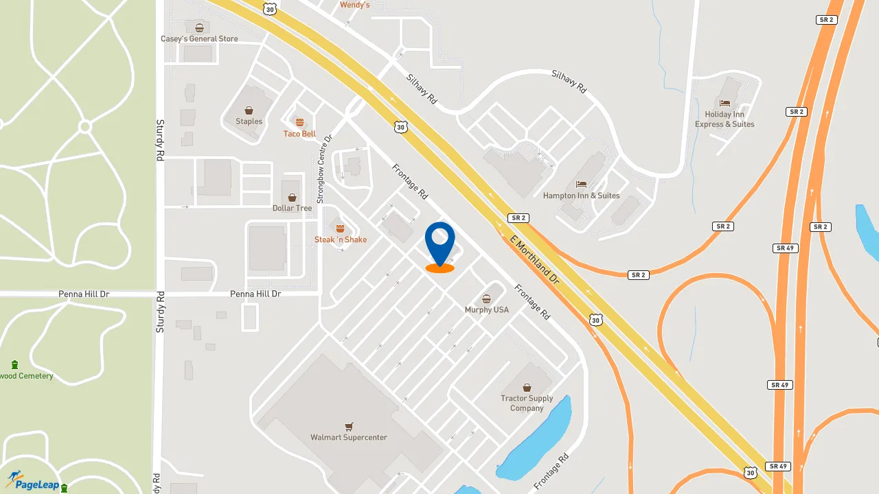 https://pageleap.com map showing location of Popeyes Louisiana Kitchen in Valparaiso.