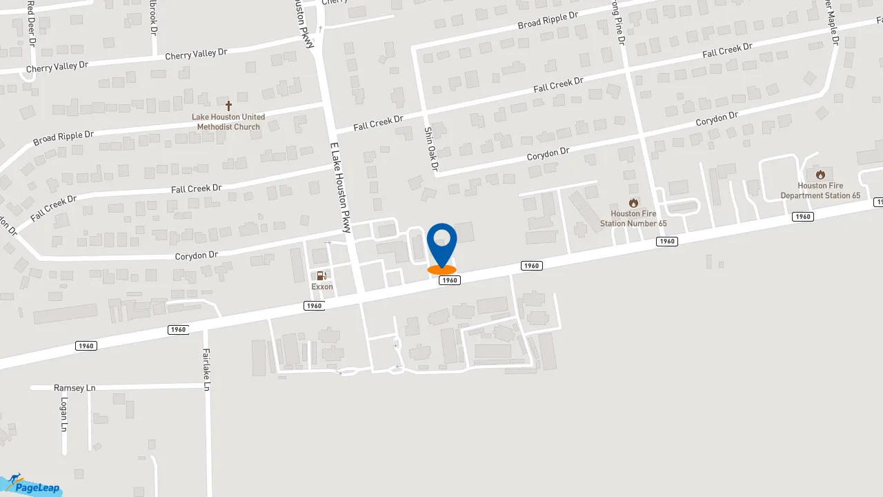 https://pageleap.com map showing location of Popeyes Louisiana Kitchen in Huffman.
