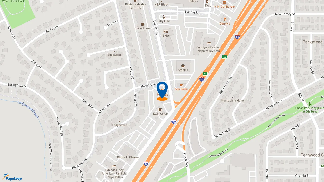 https://pageleap.com map showing location of Popeyes Louisiana Kitchen in Fairfield.