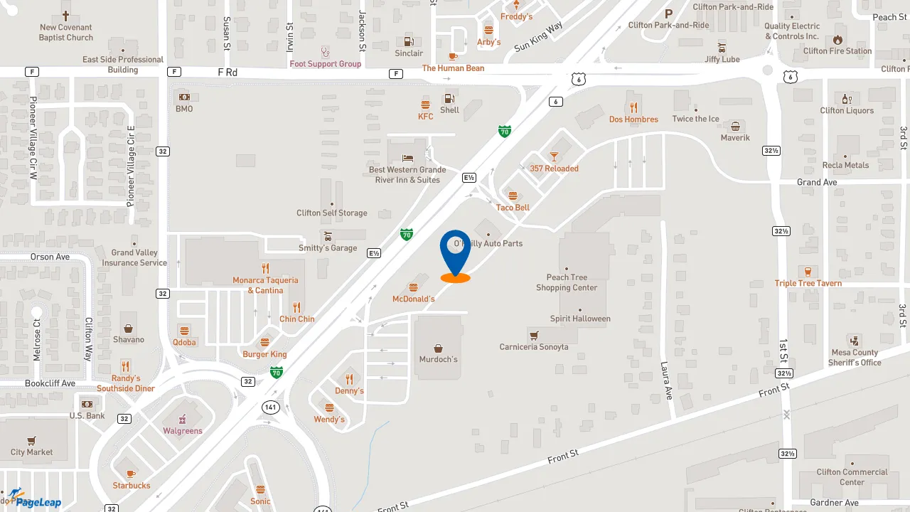 https://pageleap.com map showing location of Popeyes Louisiana Kitchen in Clifton.