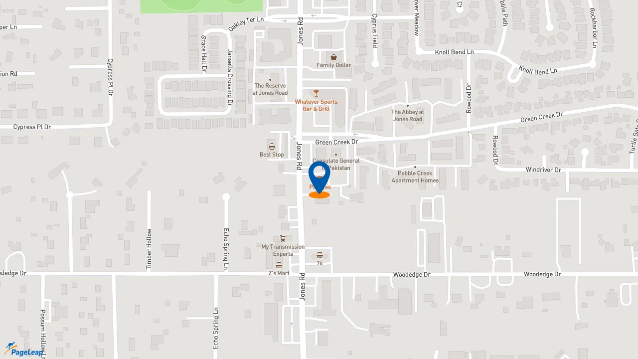 https://pageleap.com map showing location of Popeyes Louisiana Kitchen in Houston.