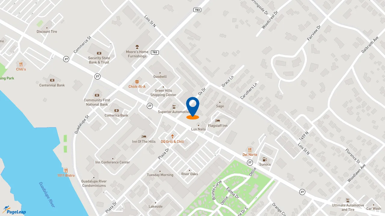 https://pageleap.com map showing location of Popeyes Louisiana Kitchen in Kerrville.