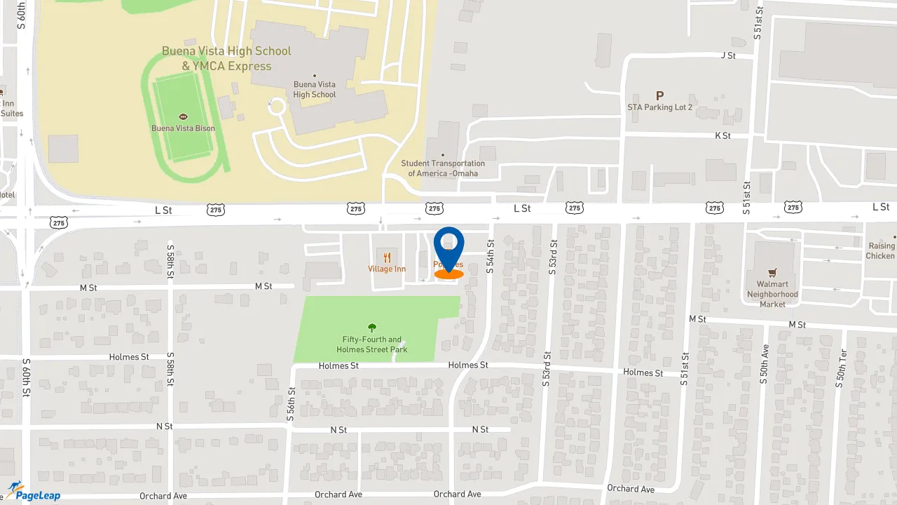 https://pageleap.com map showing location of Popeyes Louisiana Kitchen in Omaha.