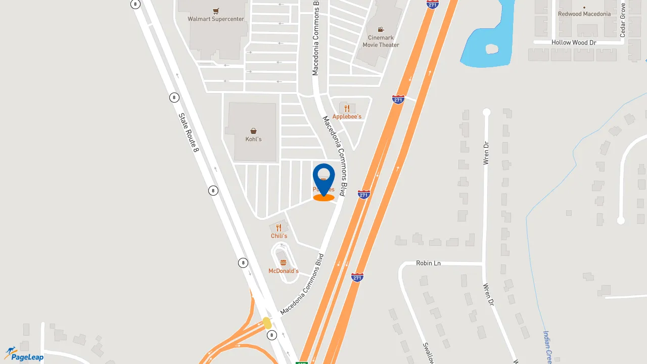 https://pageleap.com map showing location of Popeyes Louisiana Kitchen in Macedonia.