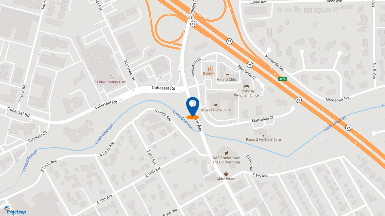 https://pageleap.com map showing location of Popeyes Louisiana Kitchen in Chico.