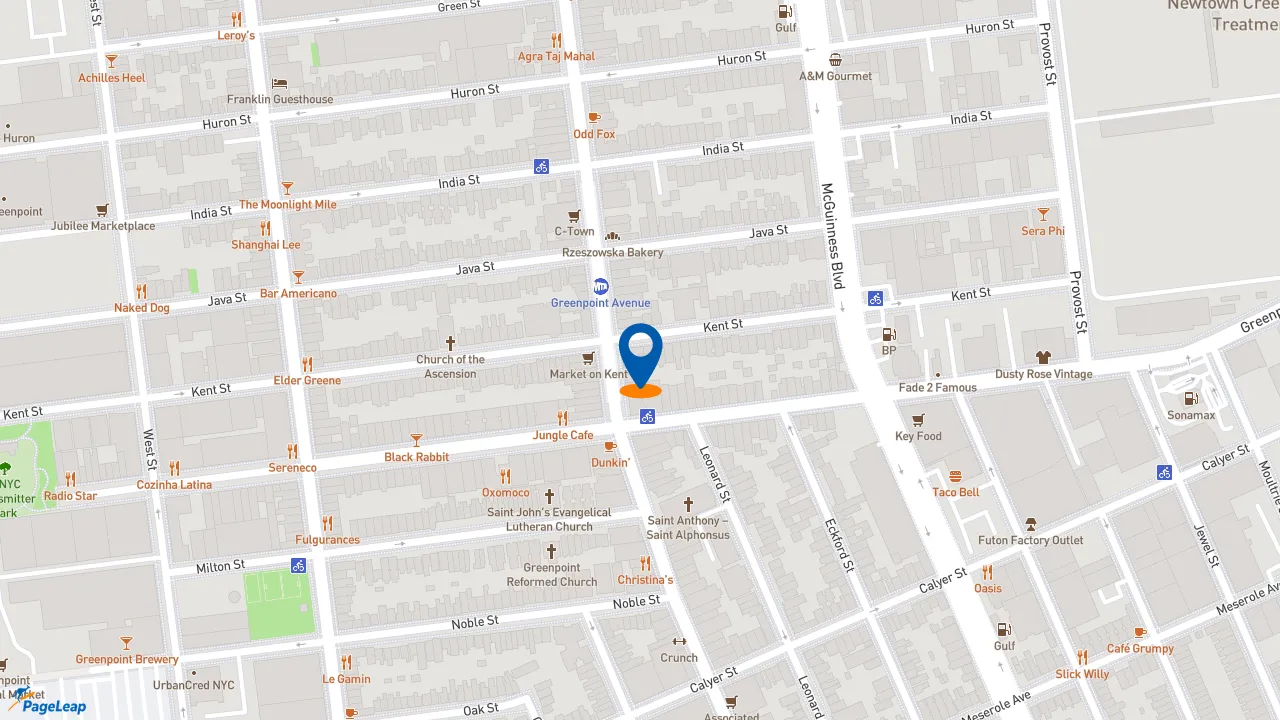 https://pageleap.com map showing location of Popeyes Louisiana Kitchen in Brooklyn.