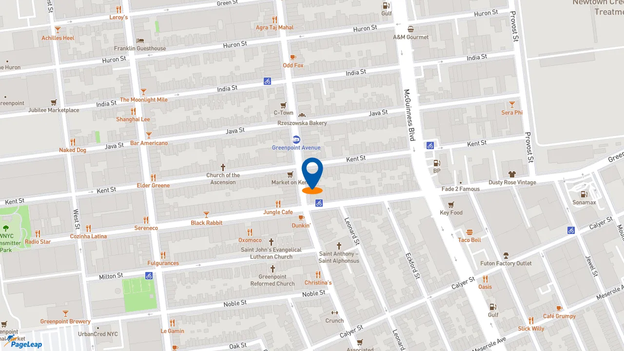 https://pageleap.com map showing location of Popeyes Louisiana Kitchen in Brooklyn.