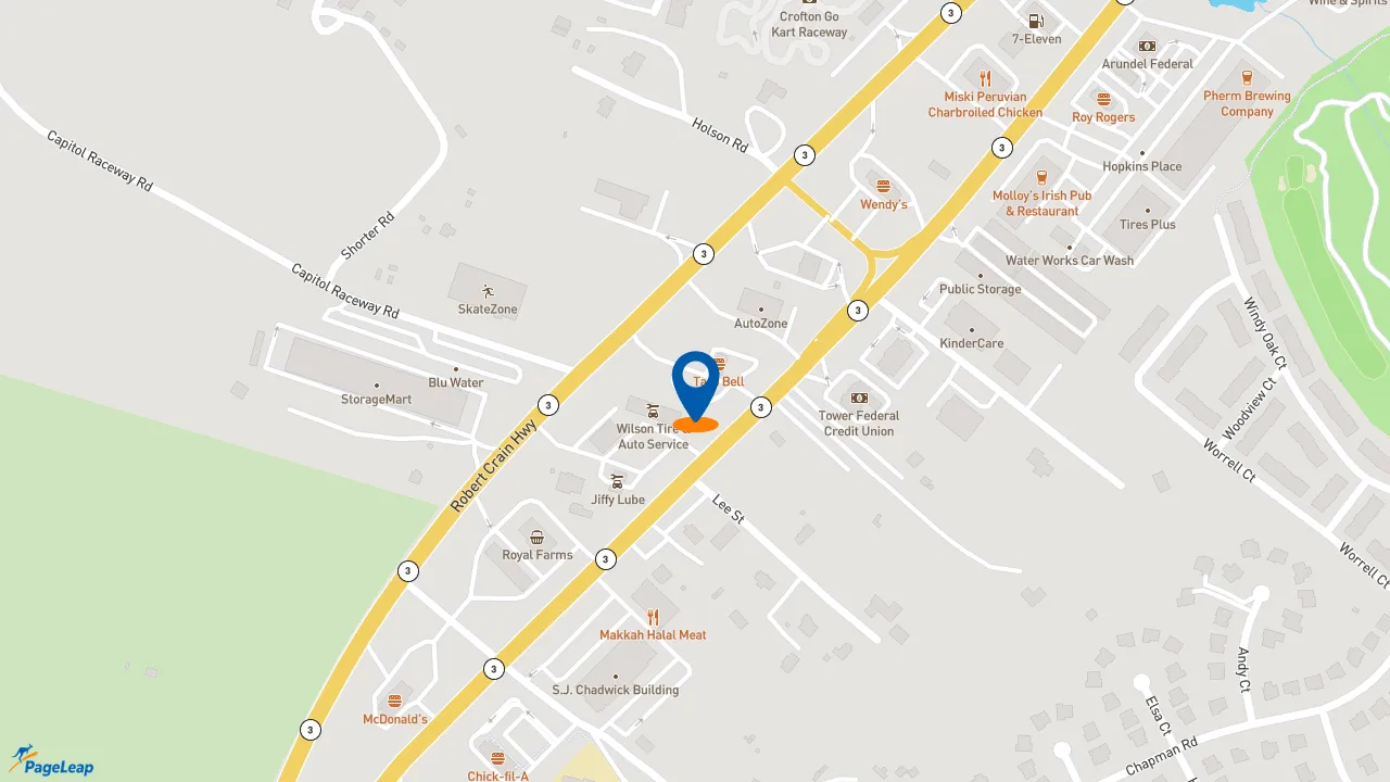 https://pageleap.com map showing location of Popeyes Louisiana Kitchen in Gambrills.
