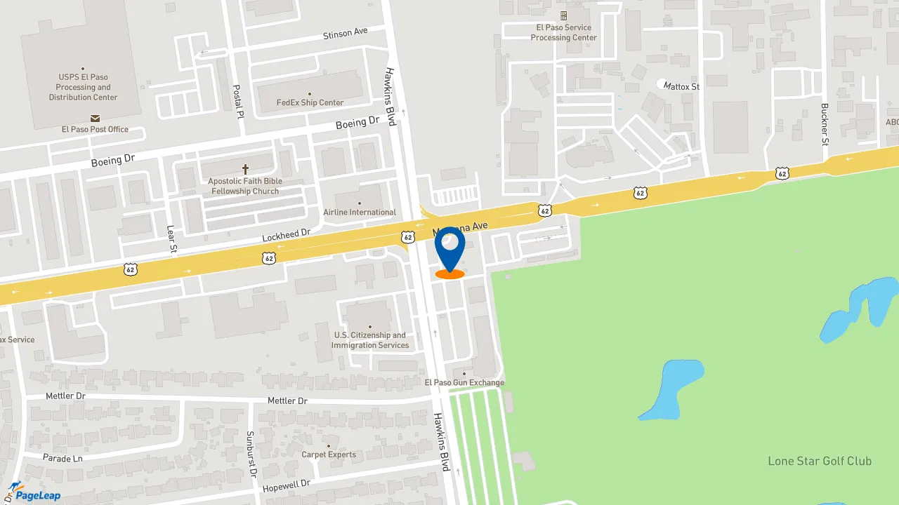https://pageleap.com map showing location of Popeyes Louisiana Kitchen in El Paso.