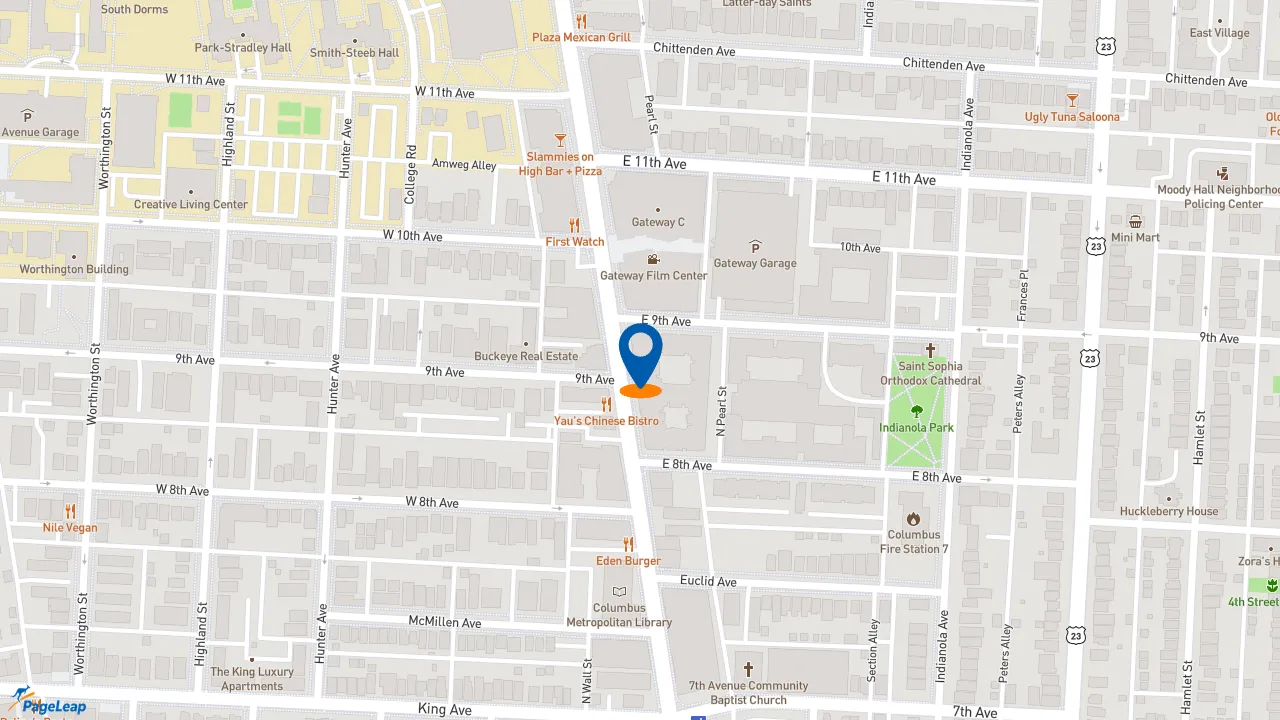 https://pageleap.com map showing location of Popeyes Louisiana Kitchen in Columbus.