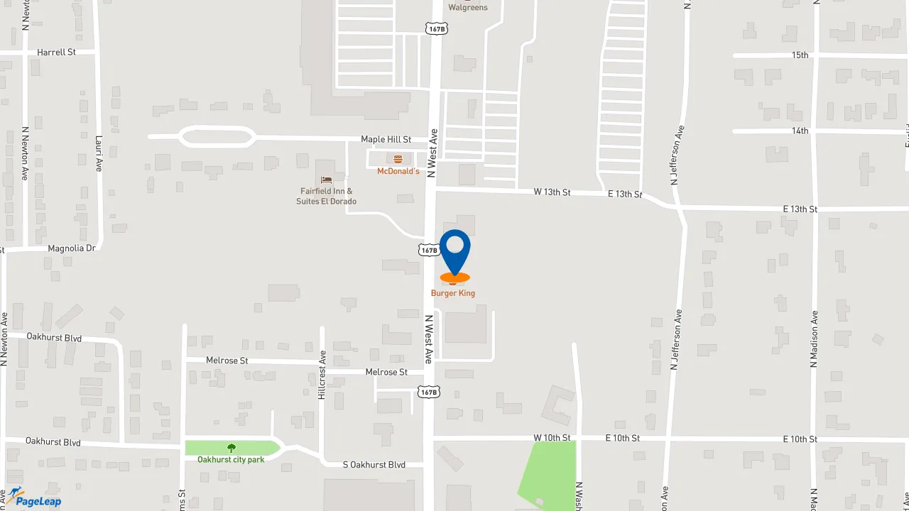https://pageleap.com map showing location of Popeyes Louisiana Kitchen in El Dorado.