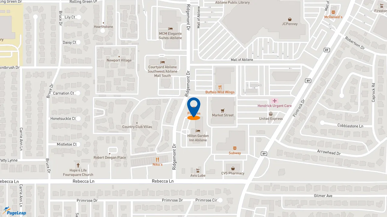 https://pageleap.com map showing location of Popeyes Louisiana Kitchen in Abilene.