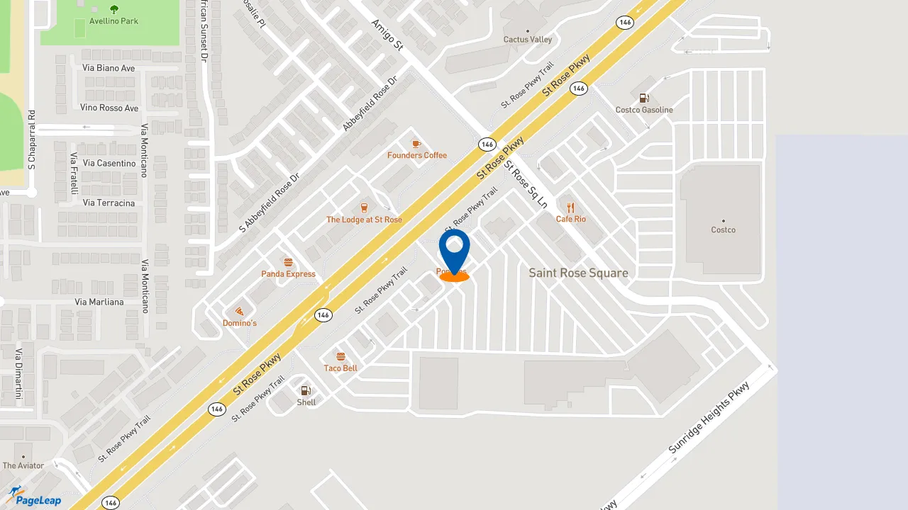 https://pageleap.com map showing location of Popeyes Louisiana Kitchen in Henderson.