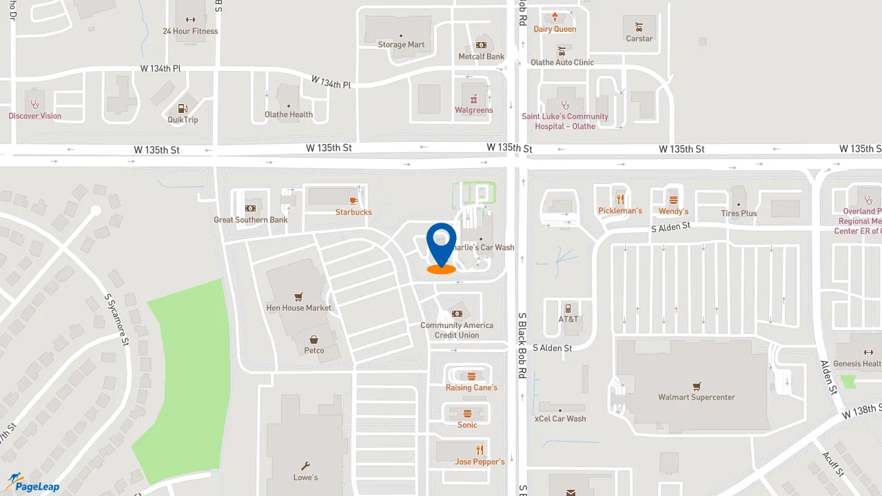 https://pageleap.com map showing location of Popeyes Louisiana Kitchen in Olathe.
