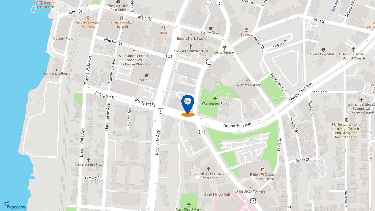 https://pageleap.com map showing location of Popeyes Louisiana Kitchen in Yonkers.
