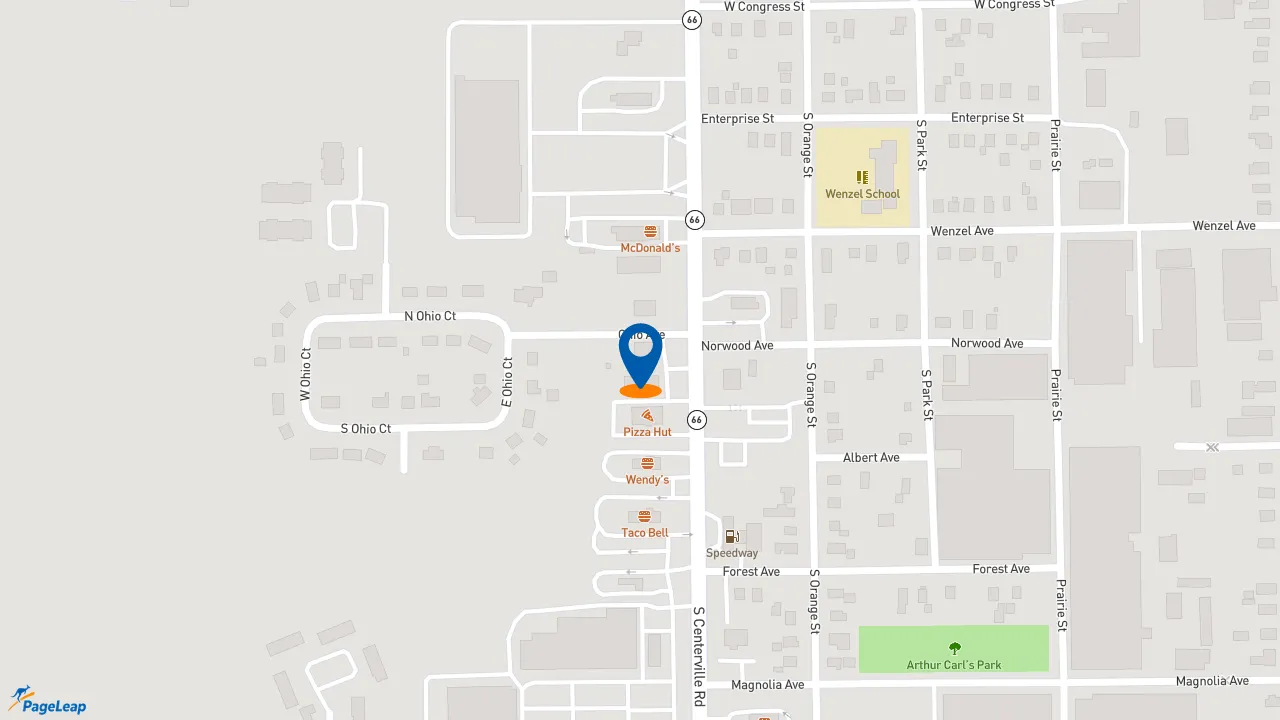 https://pageleap.com map showing location of Popeyes Louisiana Kitchen in Sturgis.