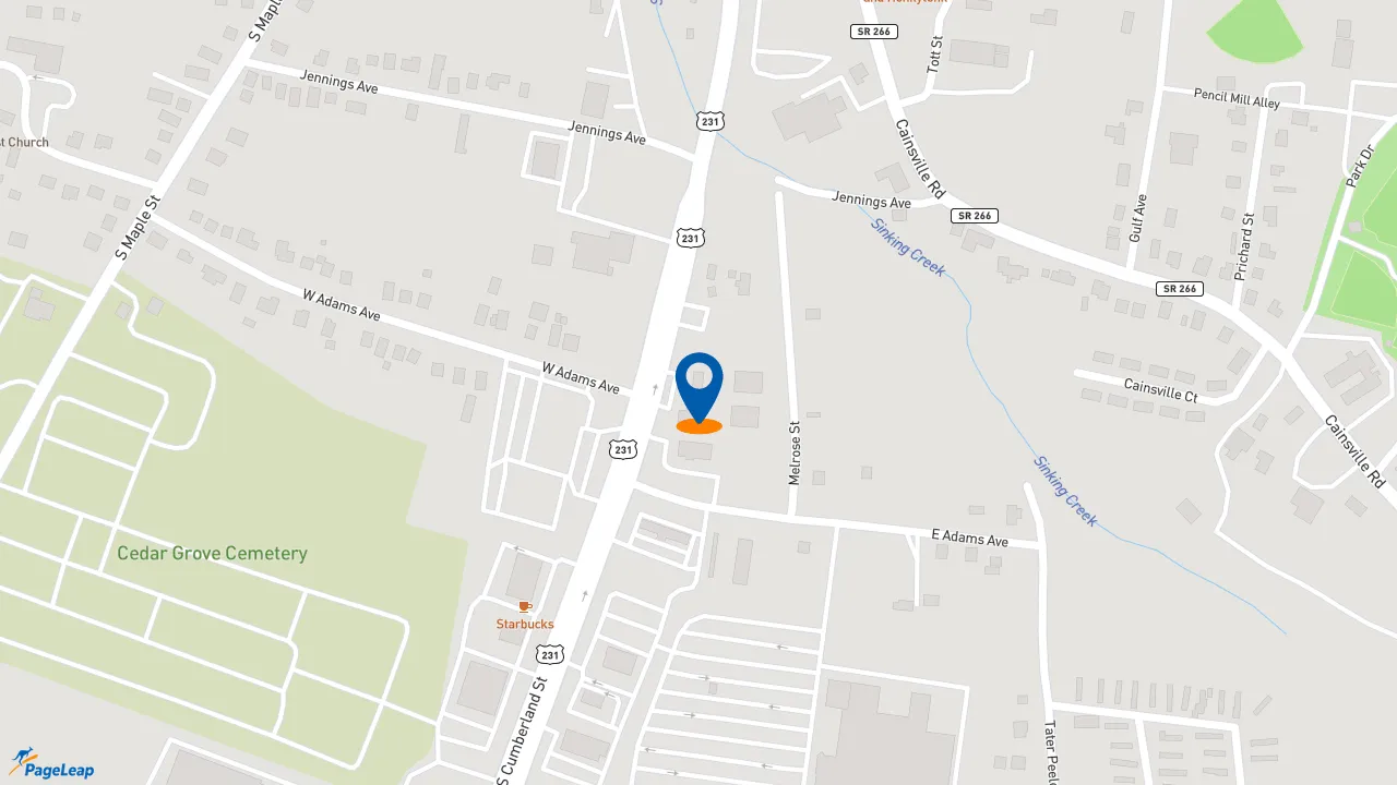 https://pageleap.com map showing location of Popeyes Louisiana Kitchen in Lebanon.