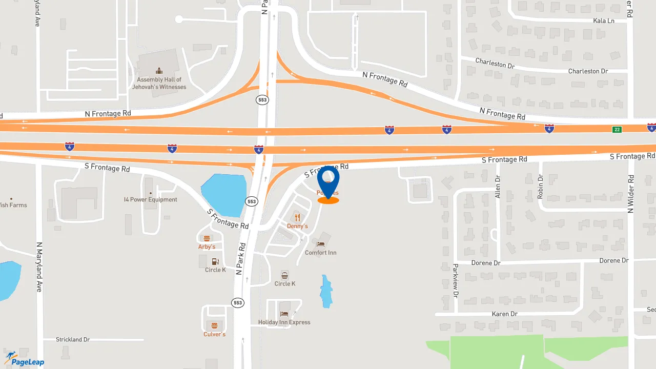 https://pageleap.com map showing location of Popeyes Louisiana Kitchen in Plant City.
