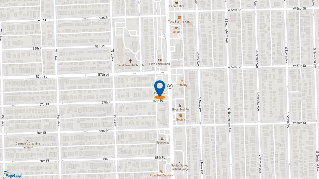 https://pageleap.com map showing location of Popeyes Louisiana Kitchen in Summit.