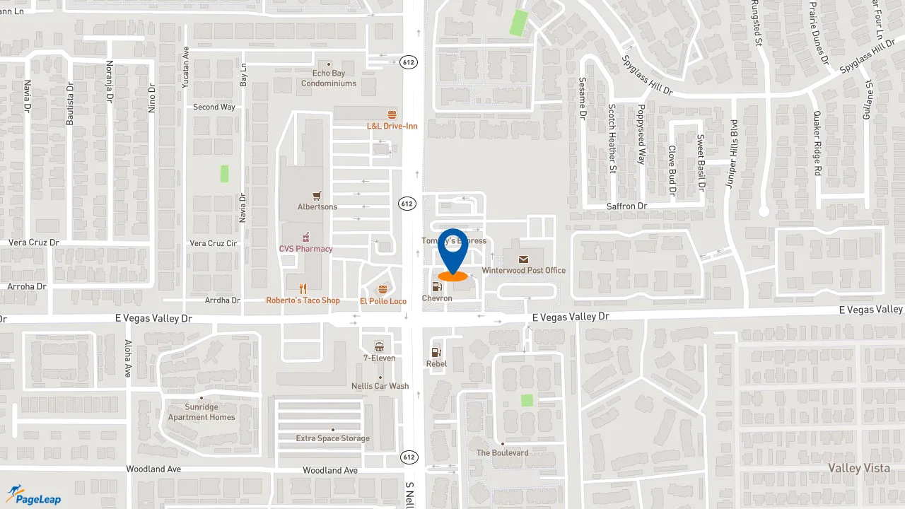 https://pageleap.com map showing location of Popeyes Louisiana Kitchen in Las Vegas.