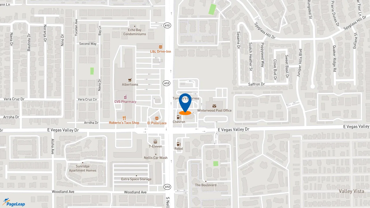 https://pageleap.com map showing location of Popeyes Louisiana Kitchen in Las Vegas.