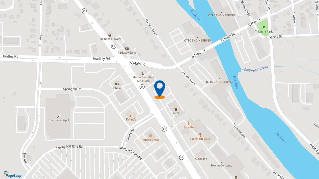 https://pageleap.com map showing location of Popeyes Louisiana Kitchen in Carpentersville.