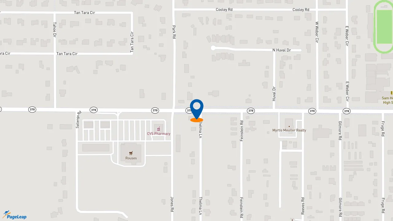 https://pageleap.com map showing location of Popeyes Louisiana Kitchen in Moss Bluff.