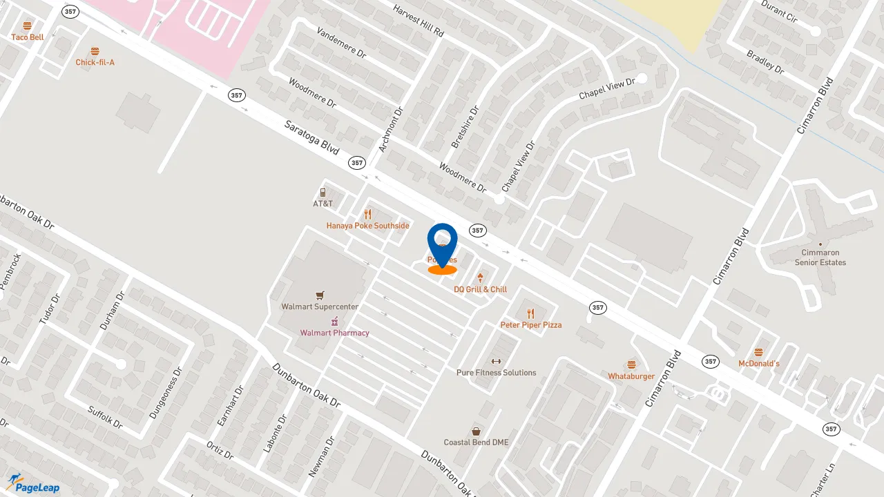 https://pageleap.com map showing location of Popeyes Louisiana Kitchen in Corpus Christi.
