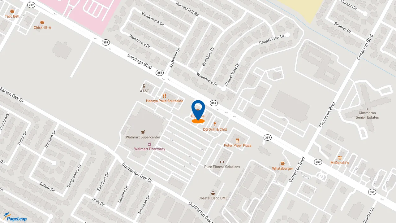 https://pageleap.com map showing location of Popeyes Louisiana Kitchen in Corpus Christi.