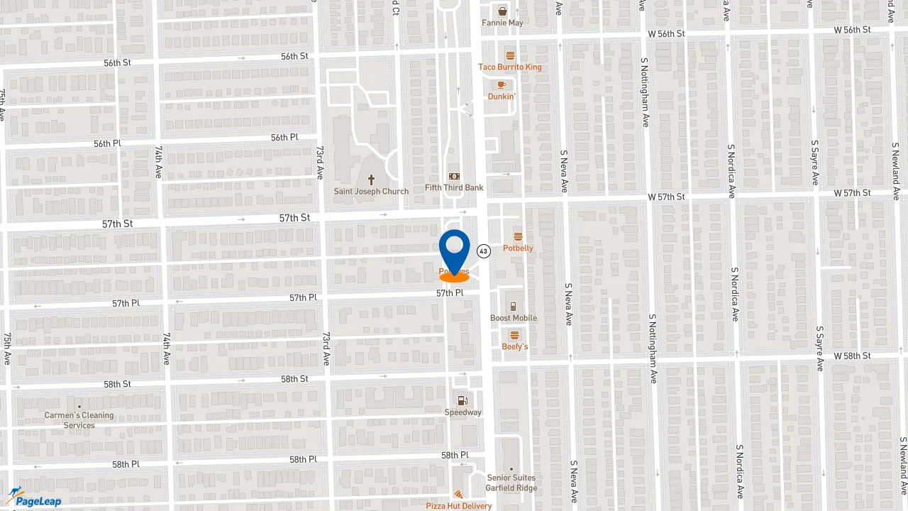 https://pageleap.com map showing location of Popeyes Louisiana Kitchen in Summit.