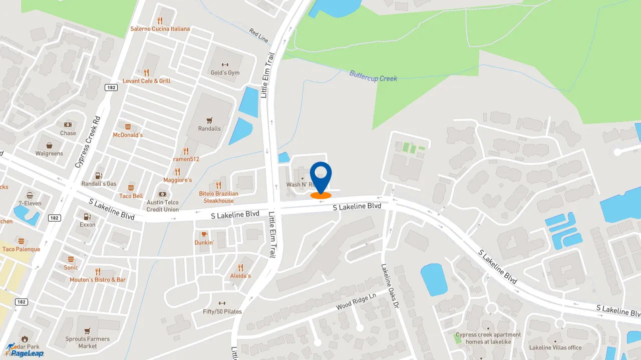 https://pageleap.com map showing location of Popeyes Louisiana Kitchen in Cedar Park.