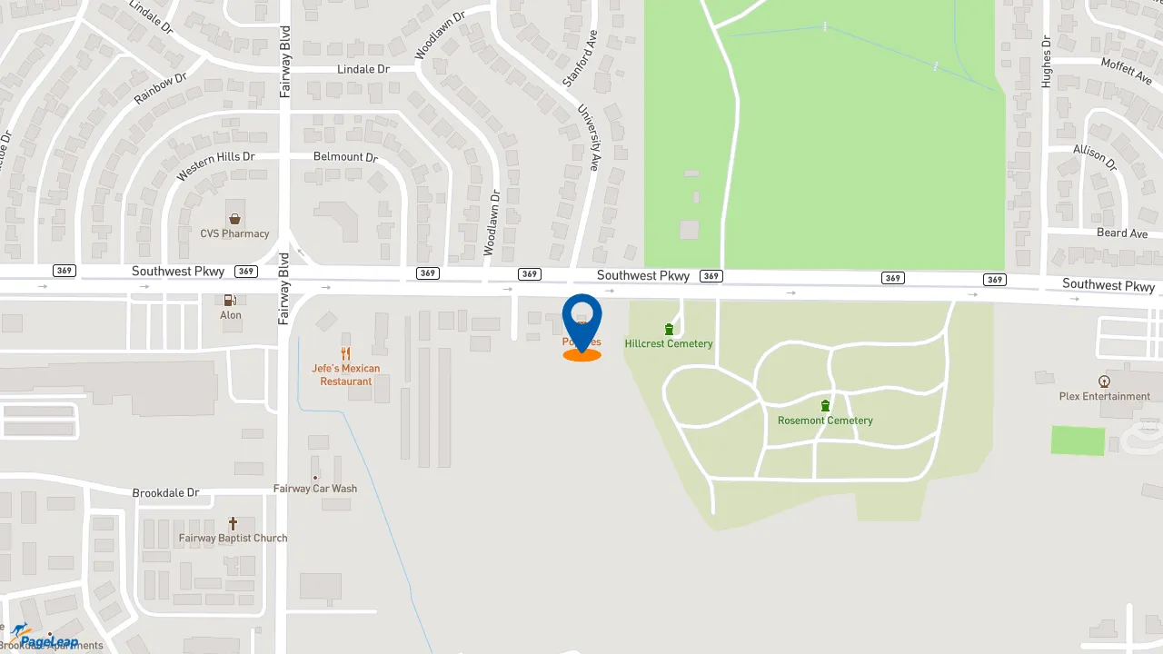 https://pageleap.com map showing location of Popeyes Louisiana Kitchen in Wichita Falls.