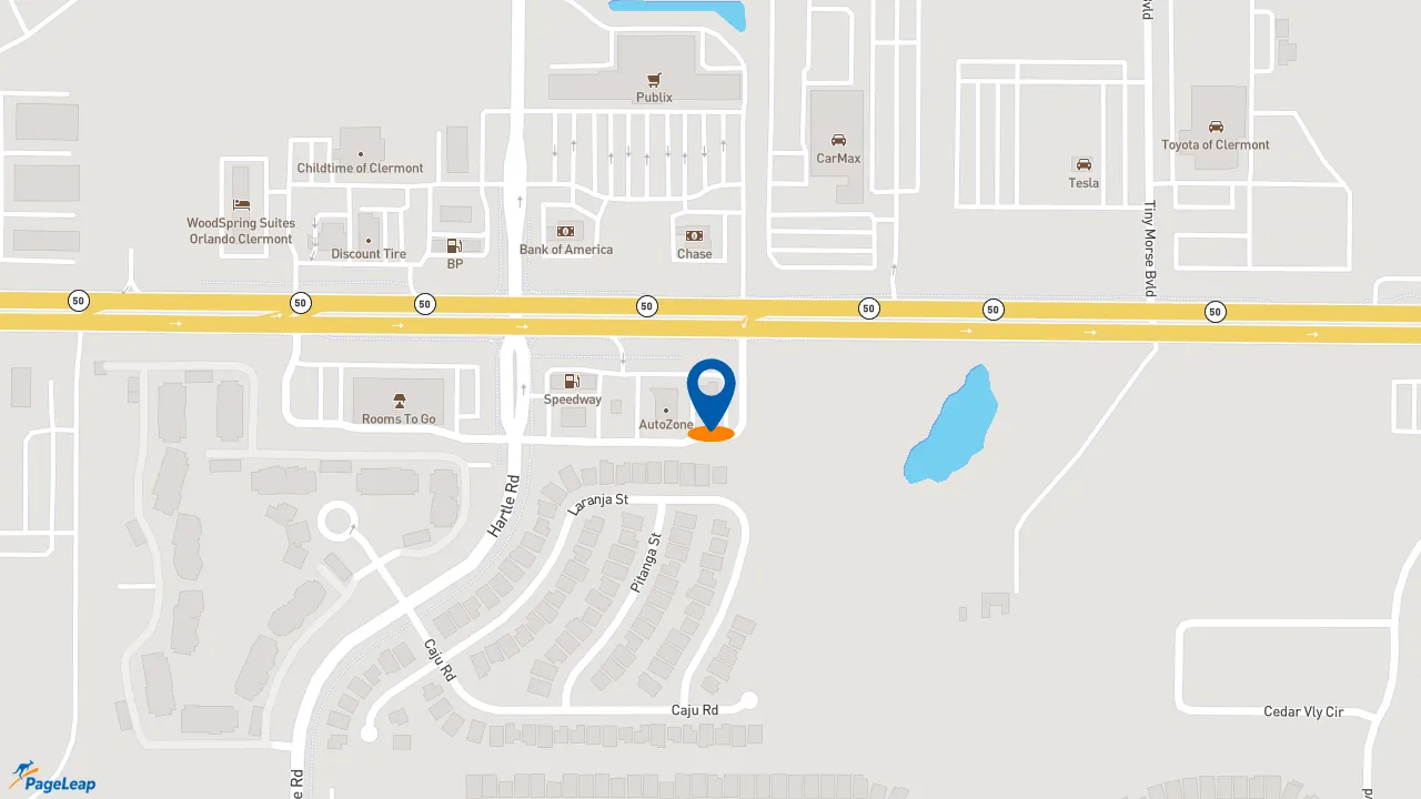 https://pageleap.com map showing location of Popeyes Louisiana Kitchen in Clermont.