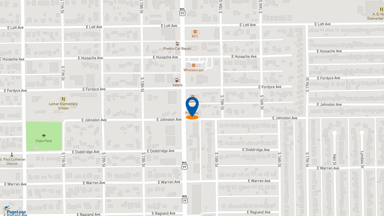 https://pageleap.com map showing location of Popeyes Louisiana Kitchen in Kingsville.