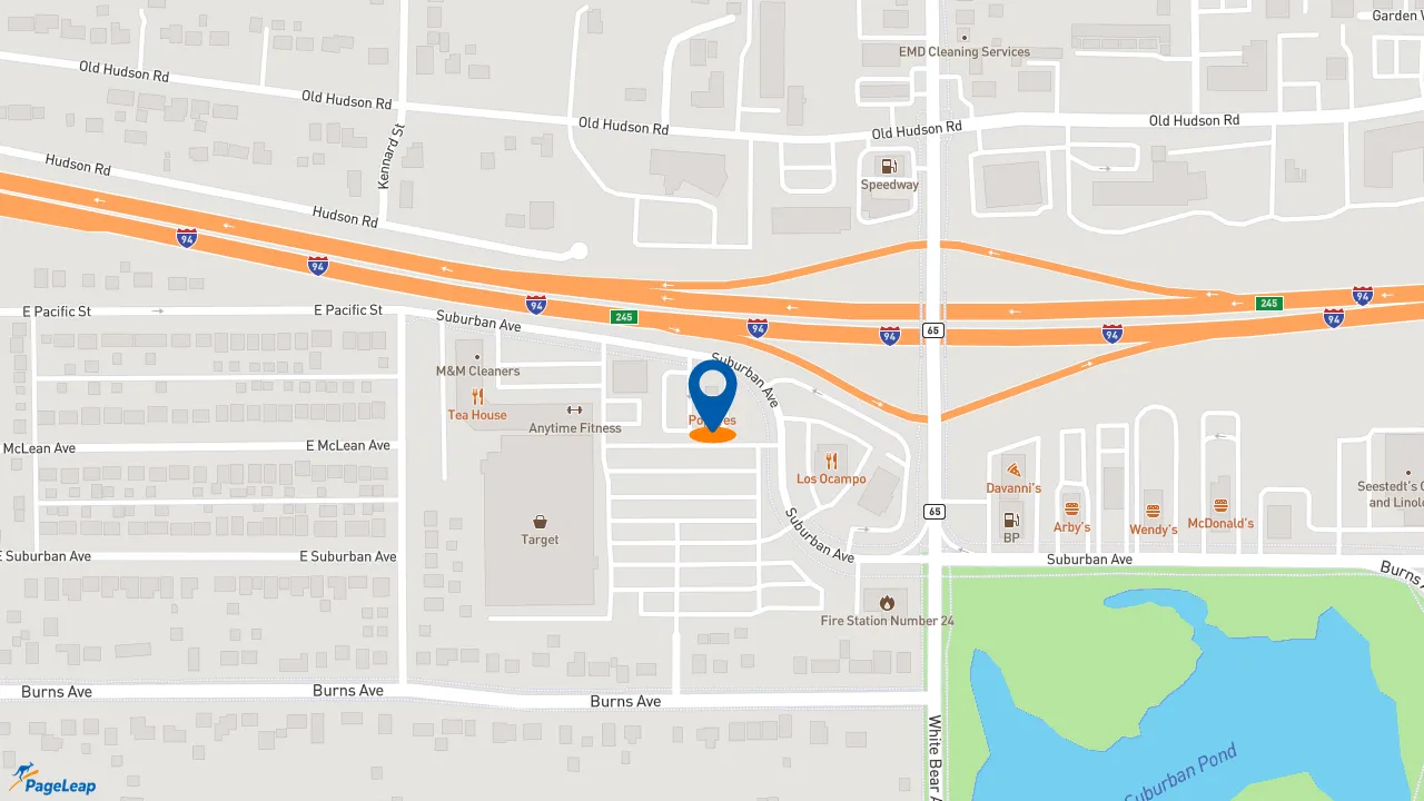 https://pageleap.com map showing location of Popeyes Louisiana Kitchen in Saint Paul.
