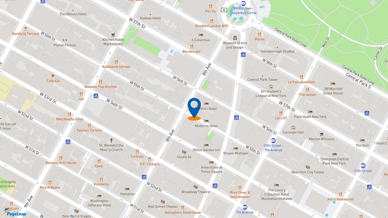 https://pageleap.com map showing location of Popeyes Louisiana Kitchen in New York.