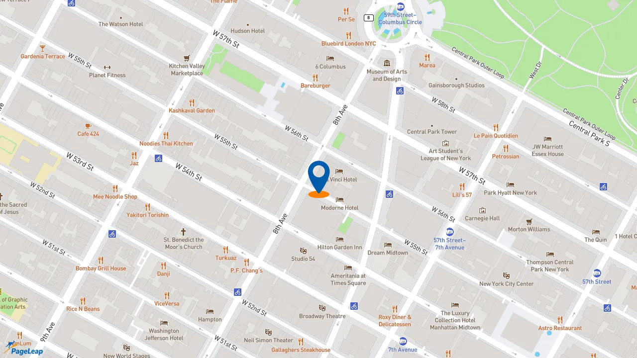https://pageleap.com map showing location of Popeyes Louisiana Kitchen in New York.